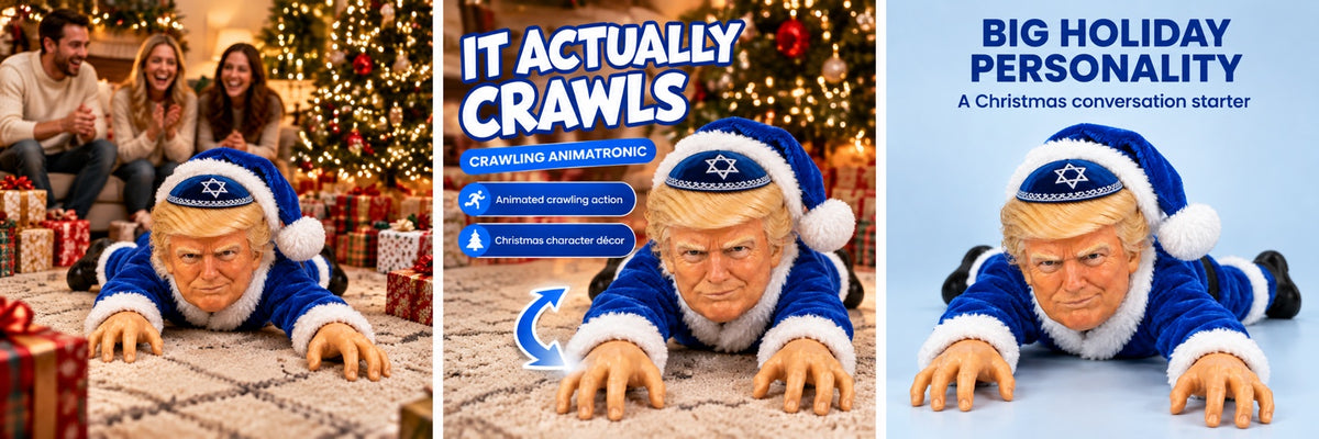 Crawling Trump Christmas lifestyle advertisement
